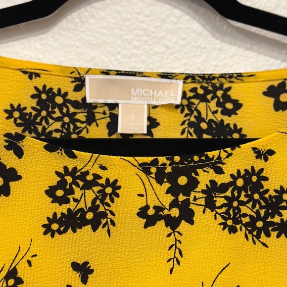 Michael Kors Yellow Floral Tie Front Blouse - Picture 2 of 6